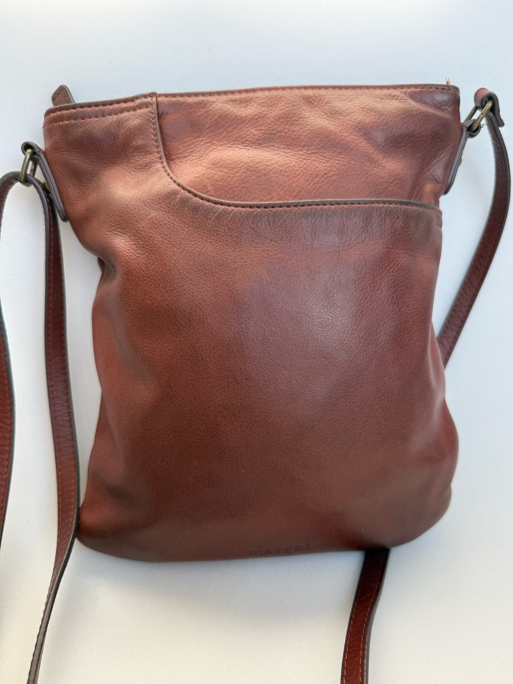 Margot New York Dark Tan Leather Crossbody Bag Medium Lined Rich Brown